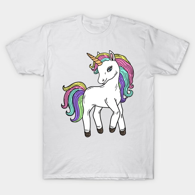 Unicorn Cartoon Drawing T-Shirt by Nalidsa